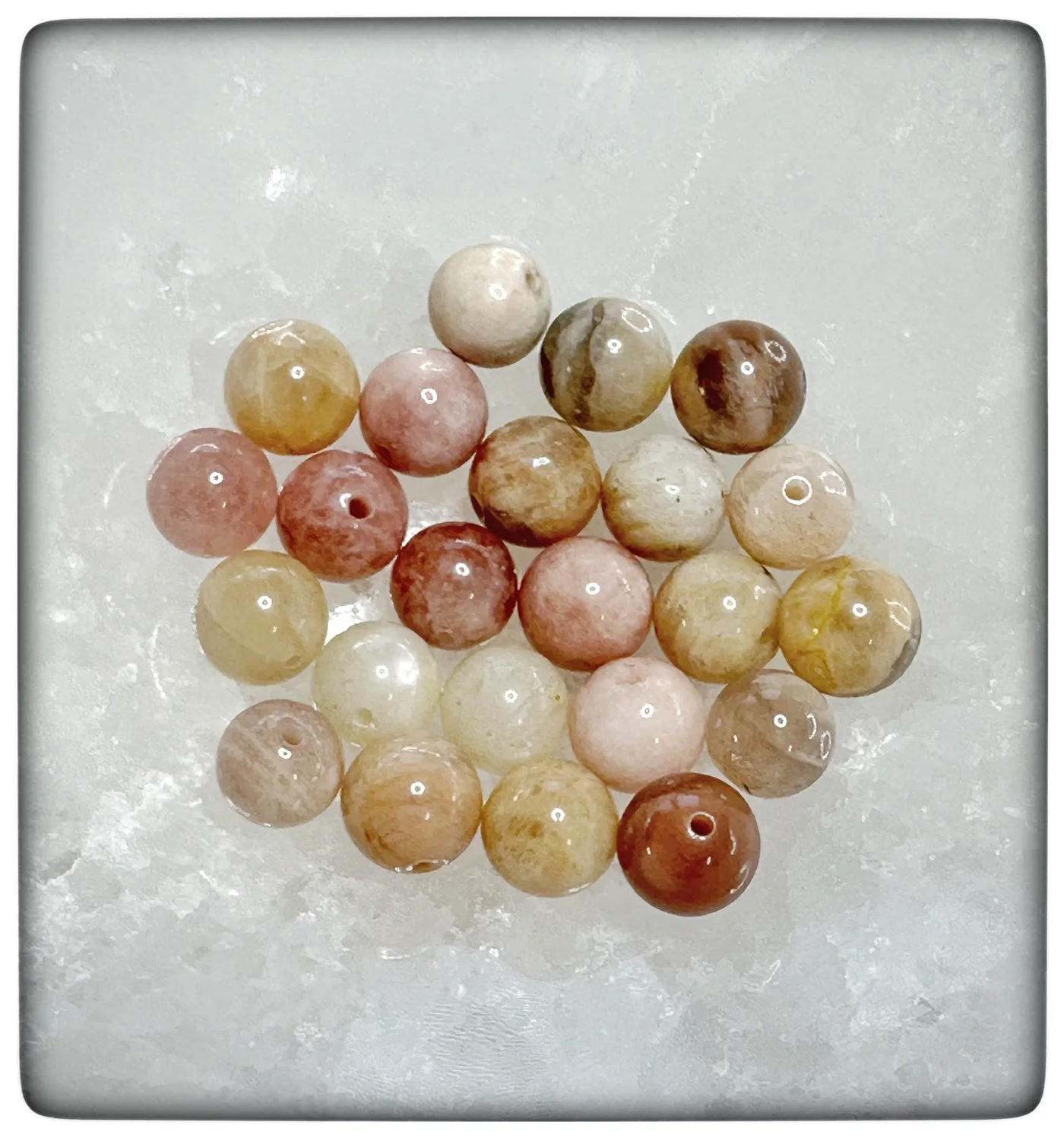 Peach and cream sunstone beads